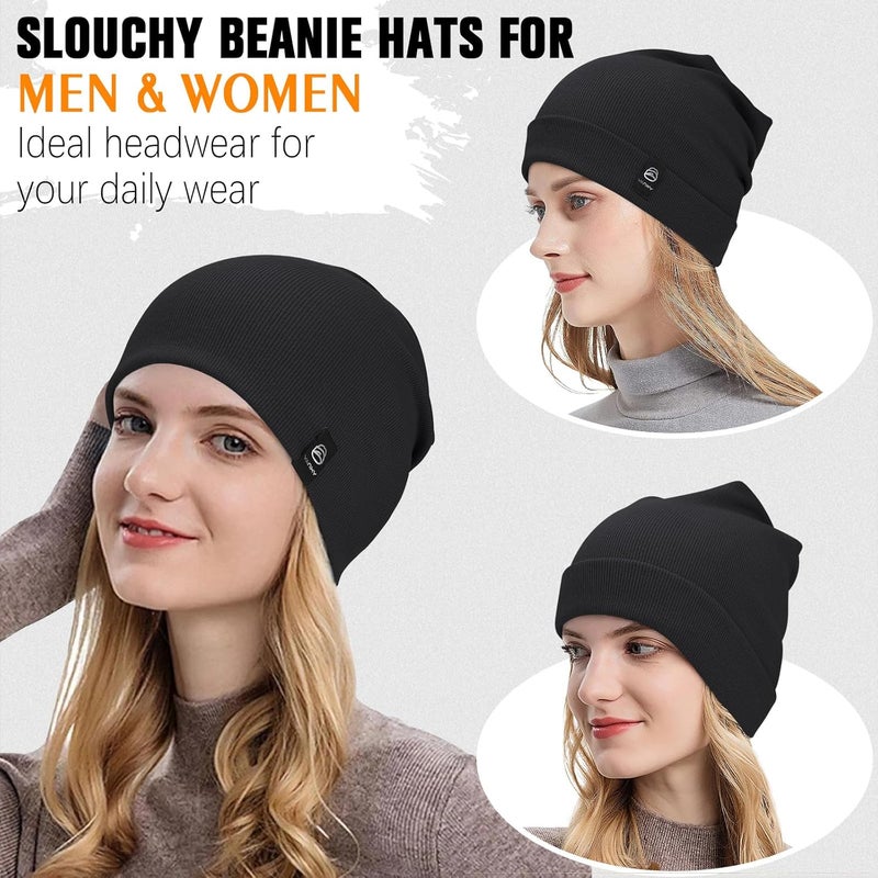 YANIKY Slouchy Beanie for Women, Mens Soft Cotton Beanie Hat, Double Layer Windproof Skull Cap for All Seasons - Image 3